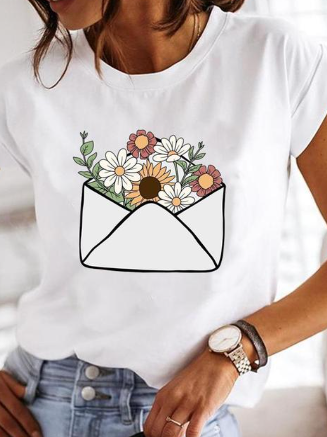 Camiseta Blanca De Manga Corta Para Mujer | Verano