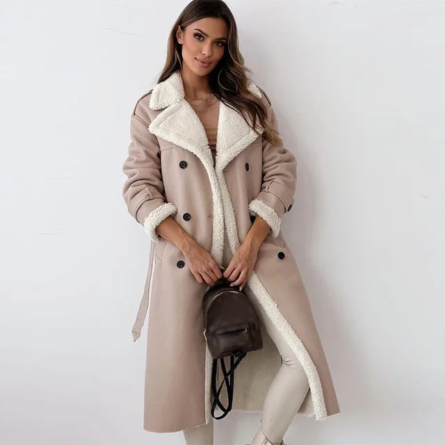 Gabardina Larga Con Botones Para Mujer | Abrigada