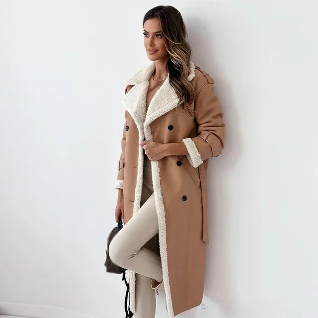 Gabardina Larga Con Botones Para Mujer | Abrigada