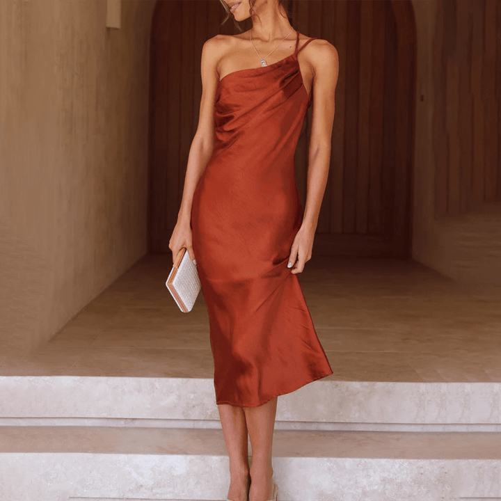Vestido Elegante De Un Hombro Para Mujer | Midi