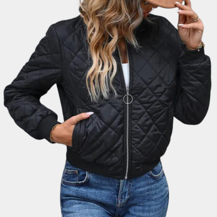 Chaqueta Bomber De Manga Larga Para Mujer | Cremallera