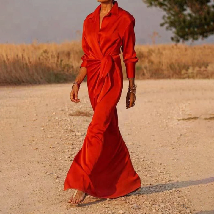 Vestido Envolvente De Manga Larga Para Mujer | Maxi