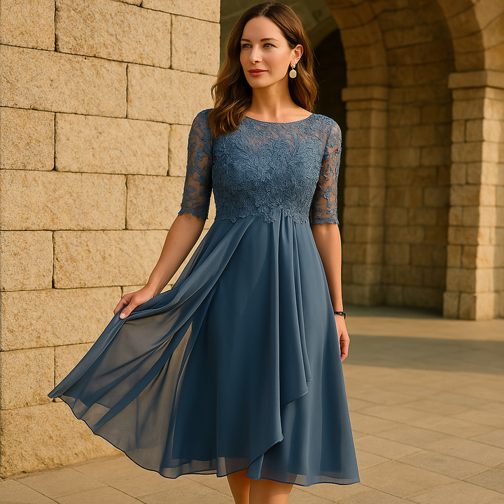 Mujeres Elegante 3/4 Manga A-line Vestido | Midi