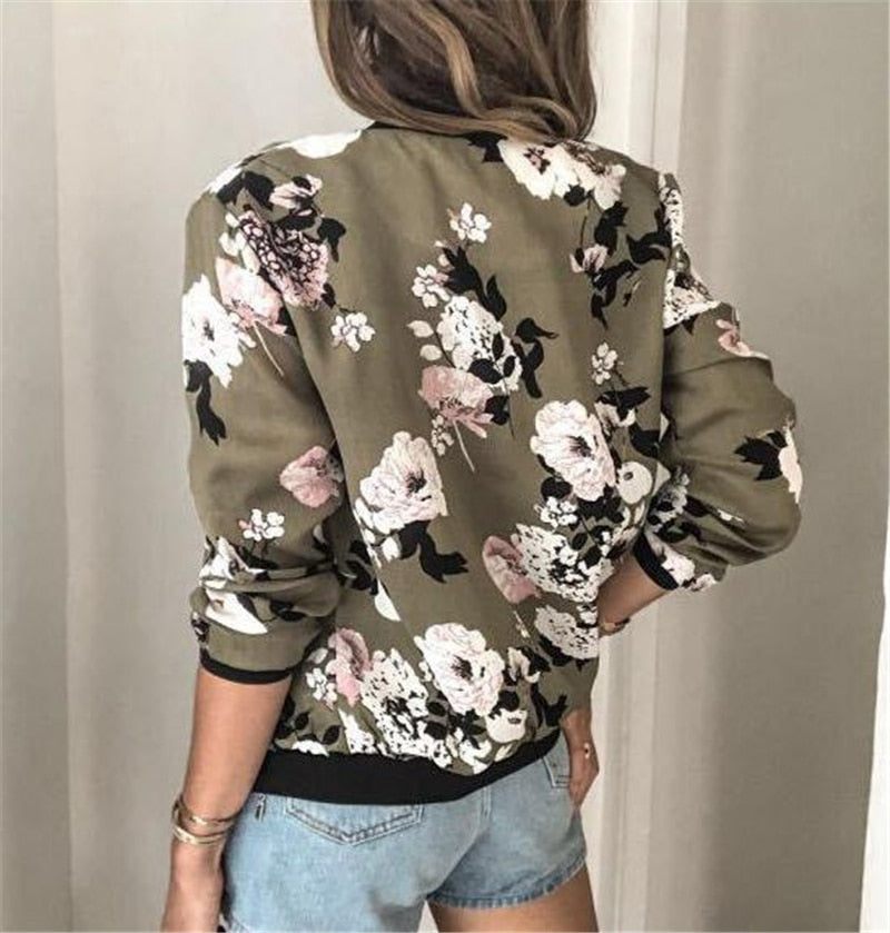 Chaqueta Con Estampado Floral Para Mujer | Cremallera