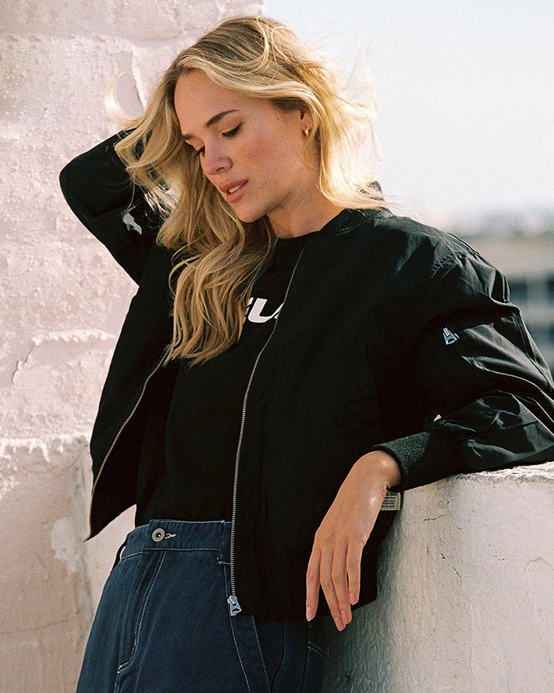 Chaqueta Informal Con Cremallera Para Mujer | Mangas Largas
