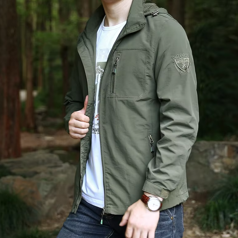 Chaqueta Con Capucha Para Hombre Para Actividades Al Aire Libre | Cremallera Frontal