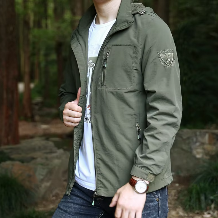Chaqueta Con Capucha Para Hombre Para Actividades Al Aire Libre | Cremallera Frontal