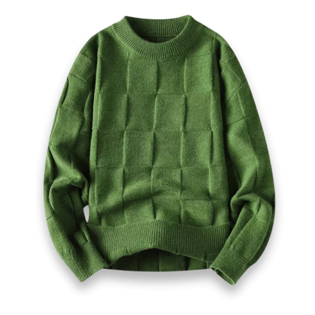 Sweter z dzianiny w kratę dla mężczyzn | Długi rękaw