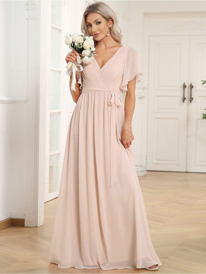 Elegante Vestido De Cuello En V Para Mujer | Maxi