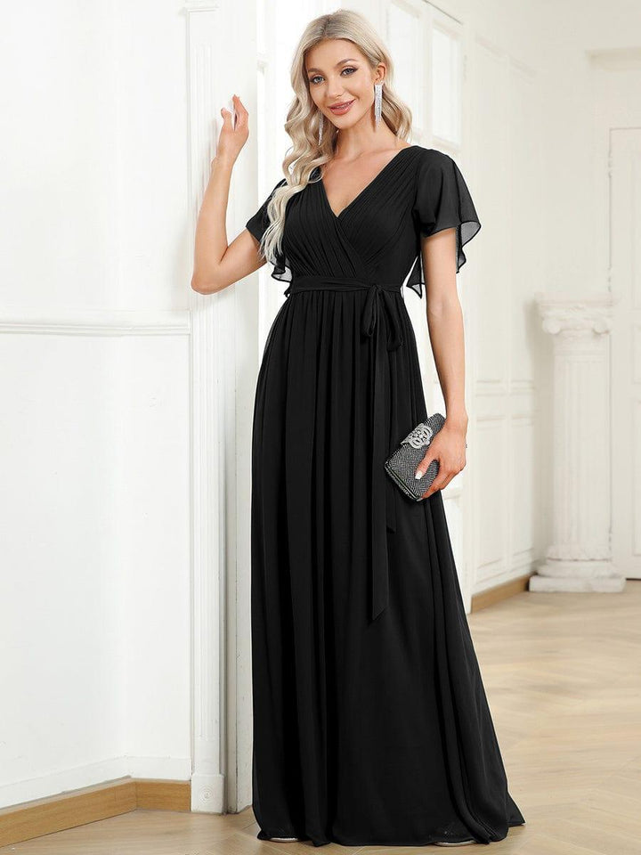 Elegante Vestido De Cuello En V Para Mujer | Maxi