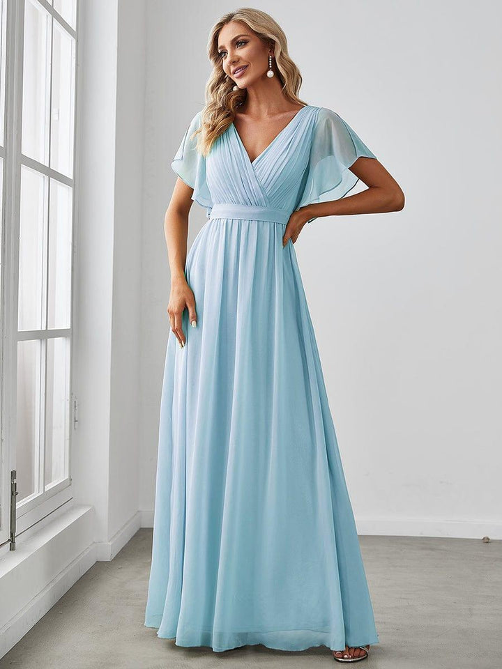 Elegante Vestido De Cuello En V Para Mujer | Maxi