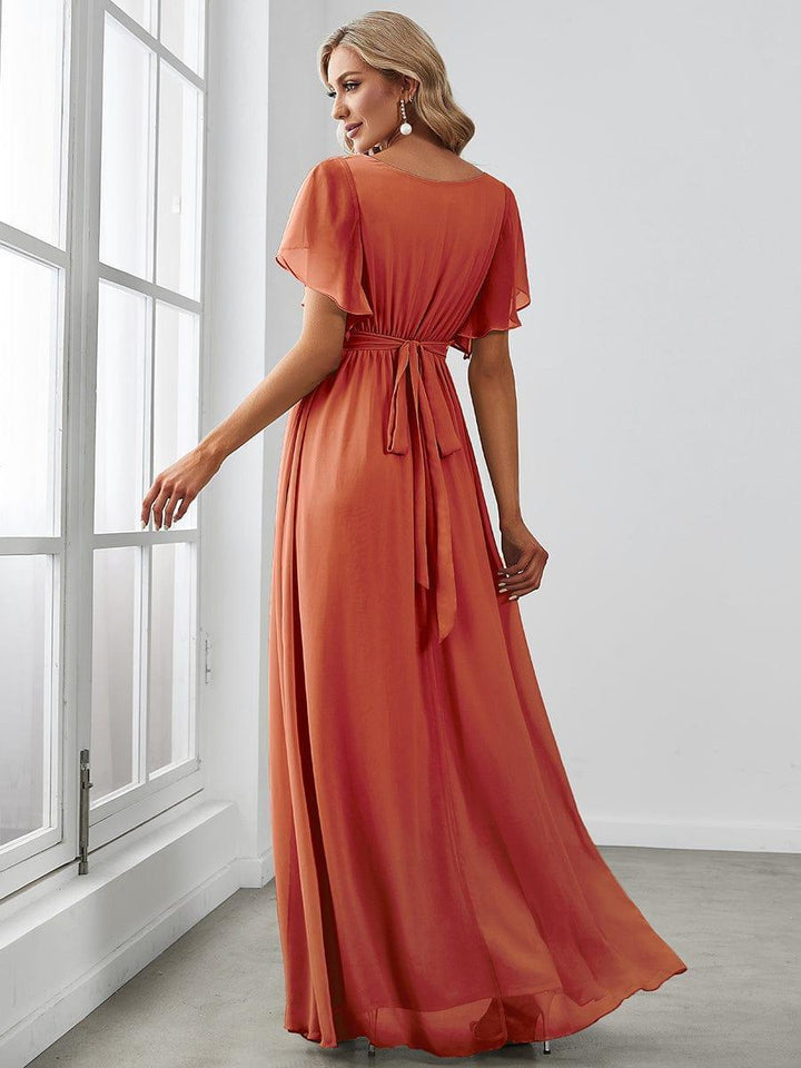 Elegante Vestido De Cuello En V Para Mujer | Maxi