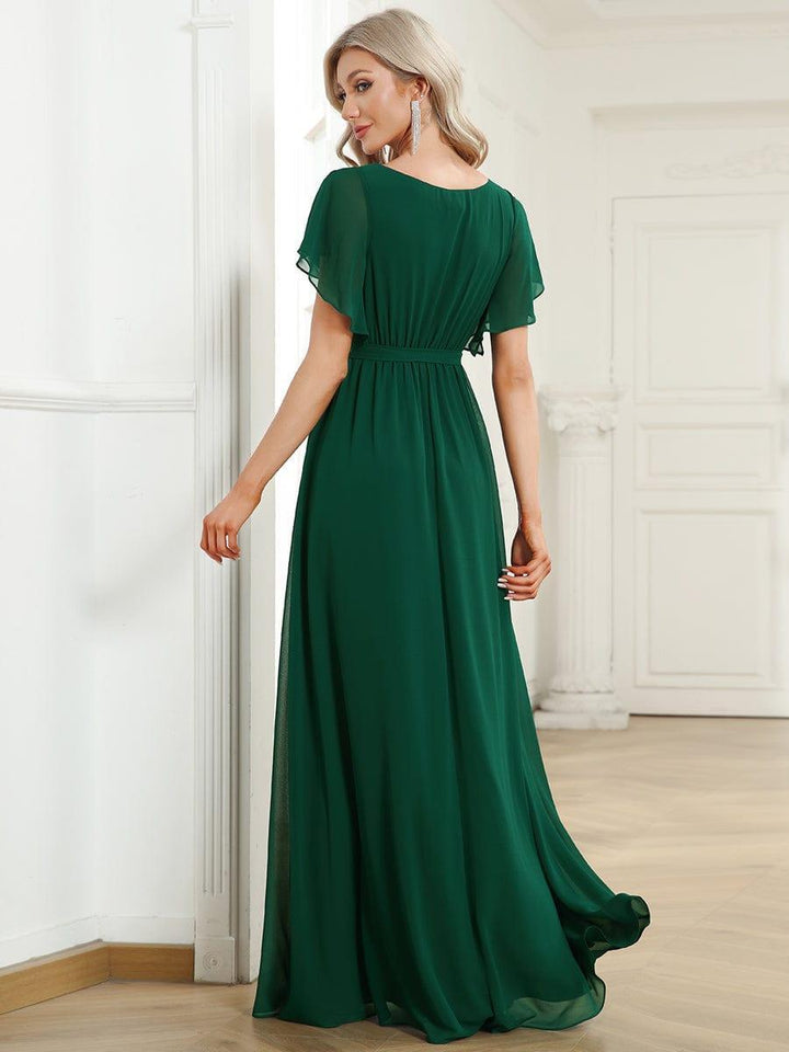 Elegante Vestido De Cuello En V Para Mujer | Maxi