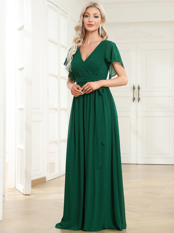 Elegante Vestido De Cuello En V Para Mujer | Maxi