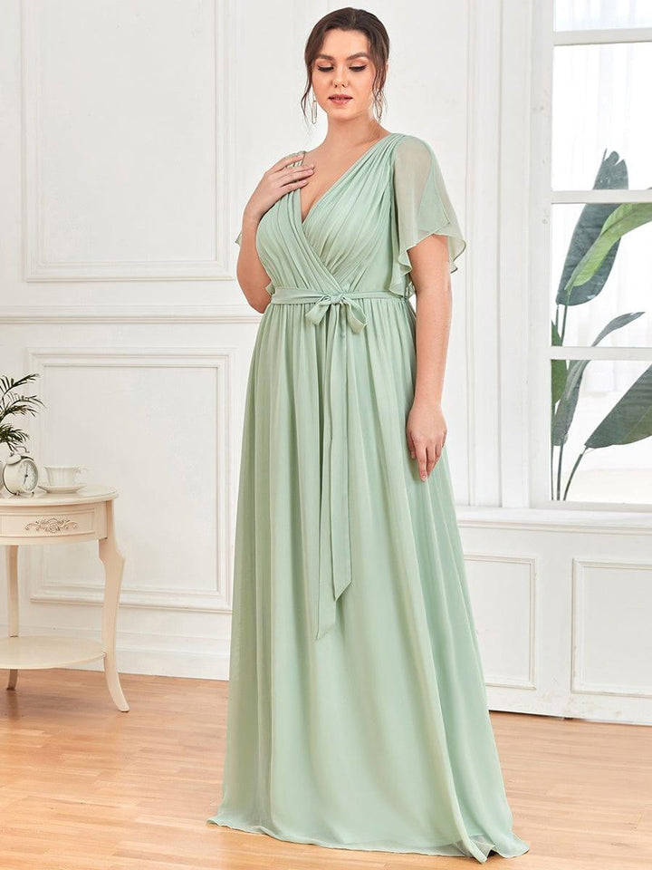 Elegante Vestido De Cuello En V Para Mujer | Maxi