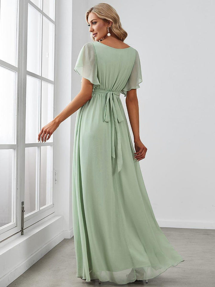 Elegante Vestido De Cuello En V Para Mujer | Maxi