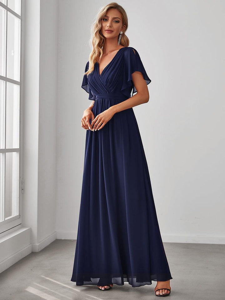 Elegante Vestido De Cuello En V Para Mujer | Maxi