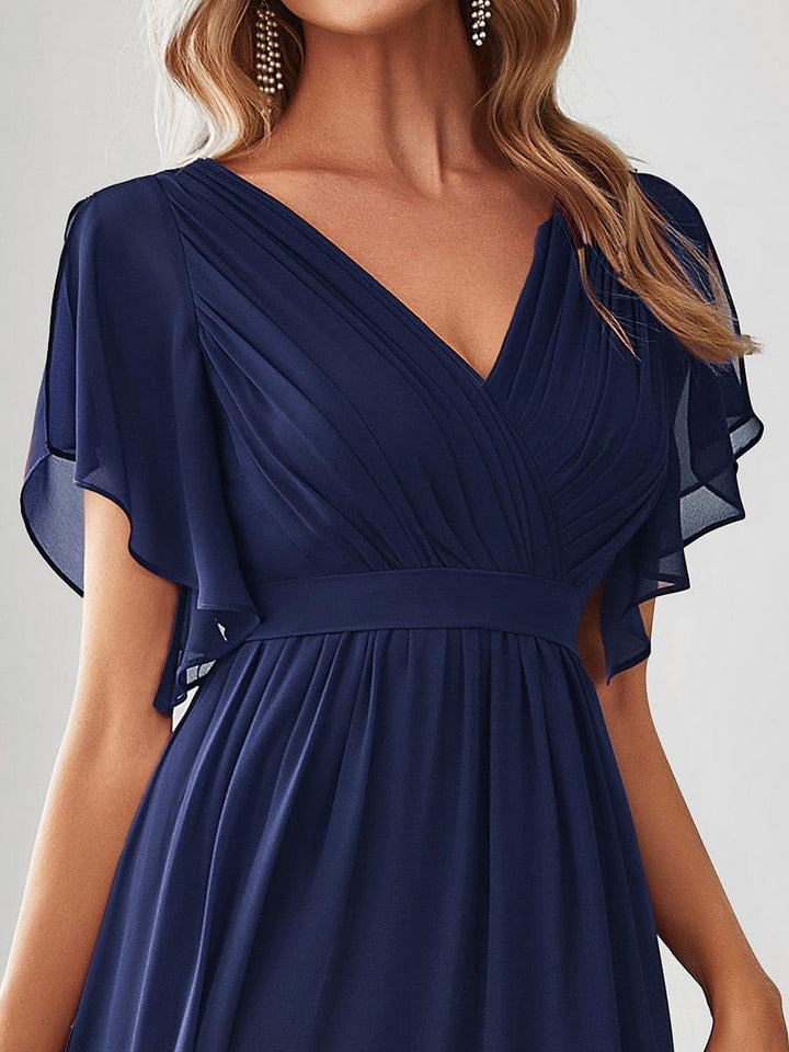 Elegante Vestido De Cuello En V Para Mujer | Maxi
