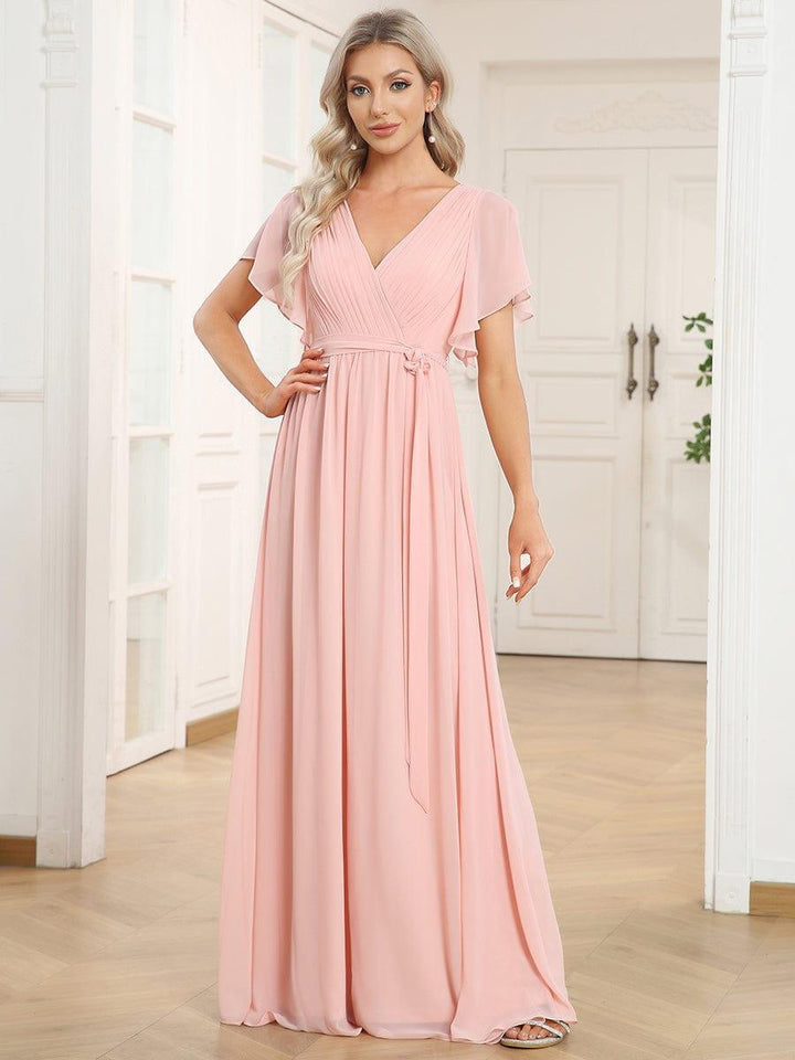 Elegante Vestido De Cuello En V Para Mujer | Maxi