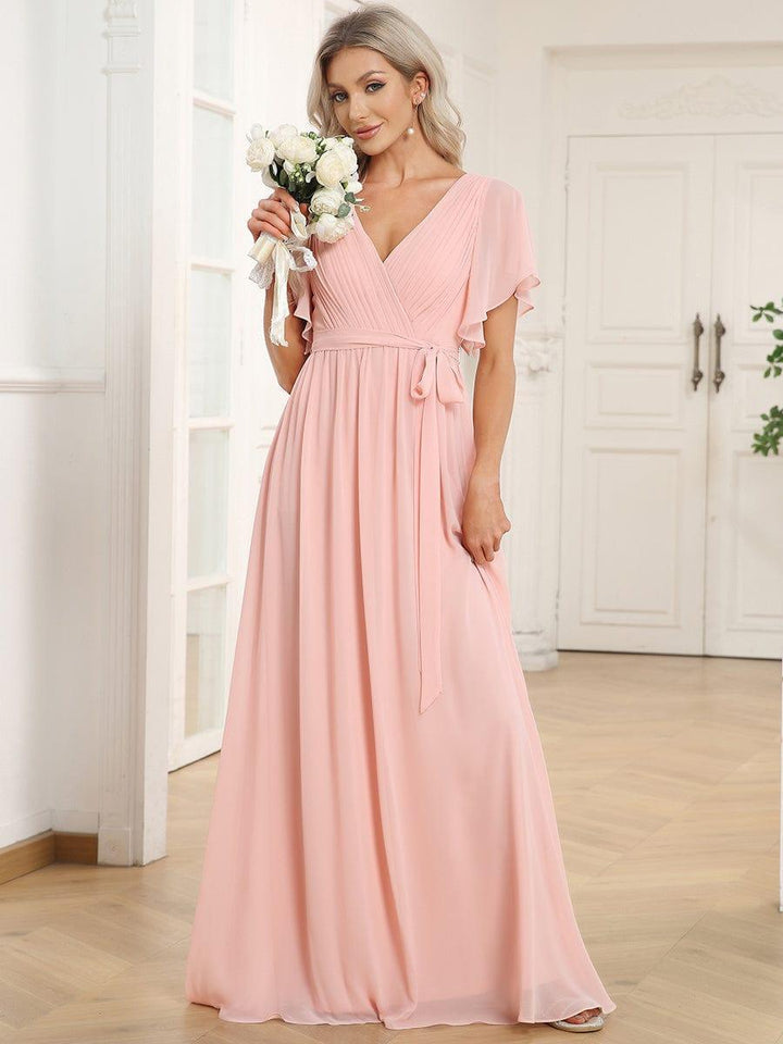 Elegante Vestido De Cuello En V Para Mujer | Maxi