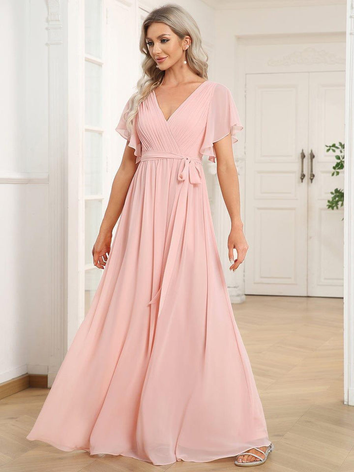 Elegante Vestido De Cuello En V Para Mujer | Maxi