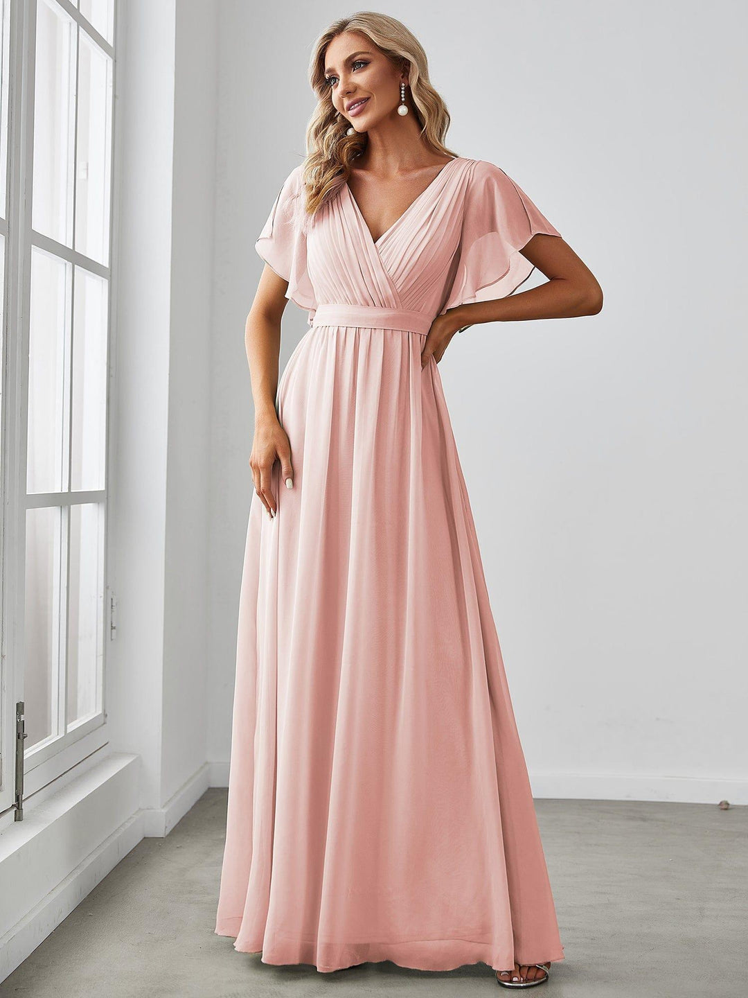 Elegante Vestido De Cuello En V Para Mujer | Maxi