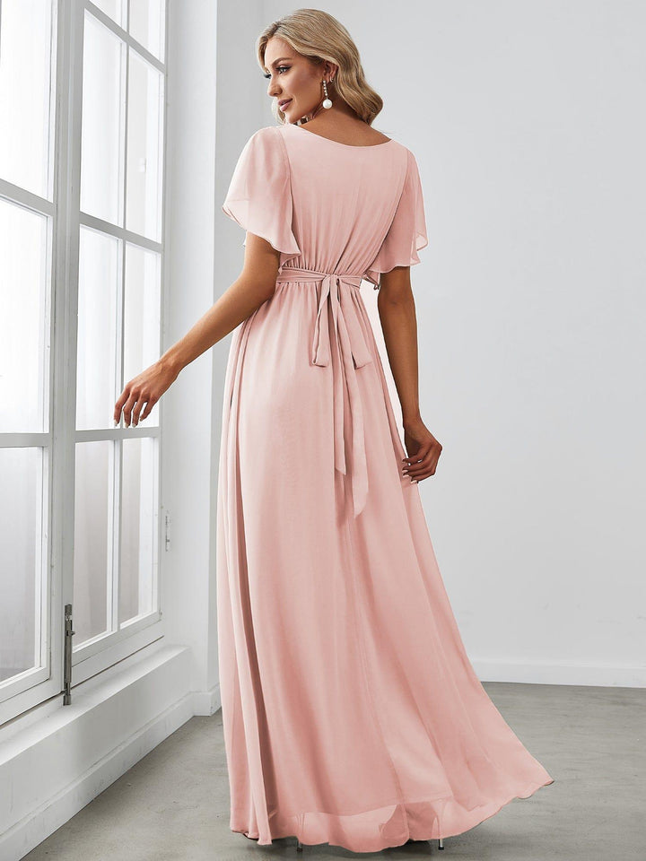 Elegante Vestido De Cuello En V Para Mujer | Maxi
