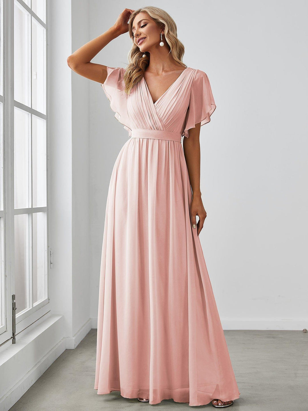 Elegante Vestido De Cuello En V Para Mujer | Maxi