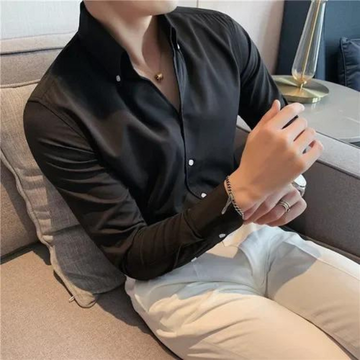 Camisa De Vestir Clásica De Corte Ajustado Para Hombre | Manga Larga