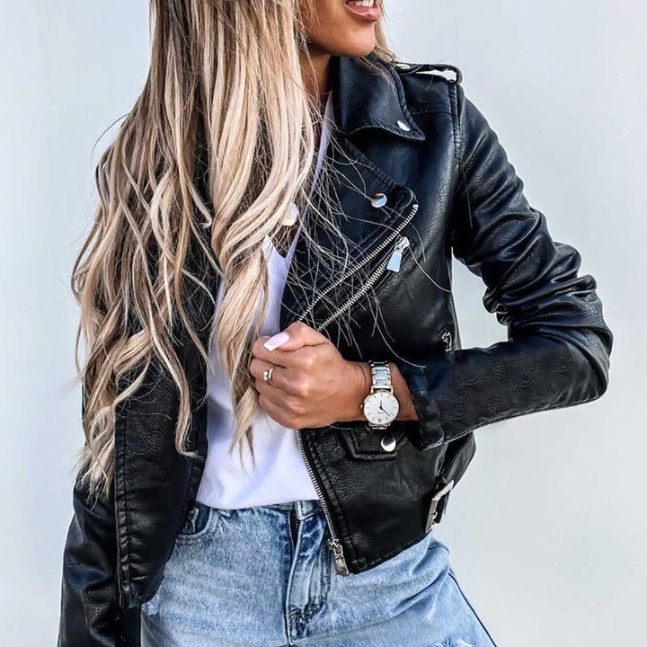 Chaqueta Corta Informal Para Mujer | Cremallera Frontal