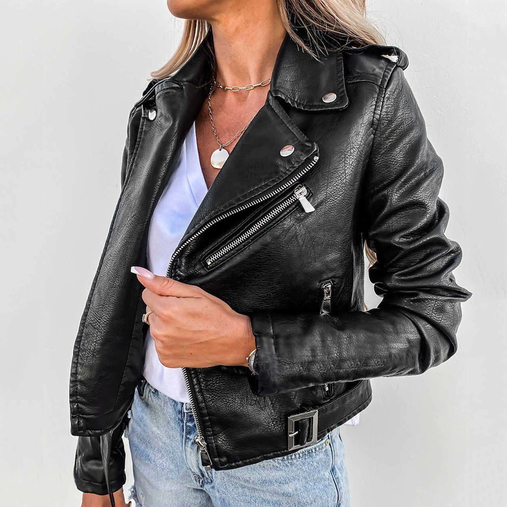 Chaqueta Corta Informal Para Mujer | Cremallera Frontal