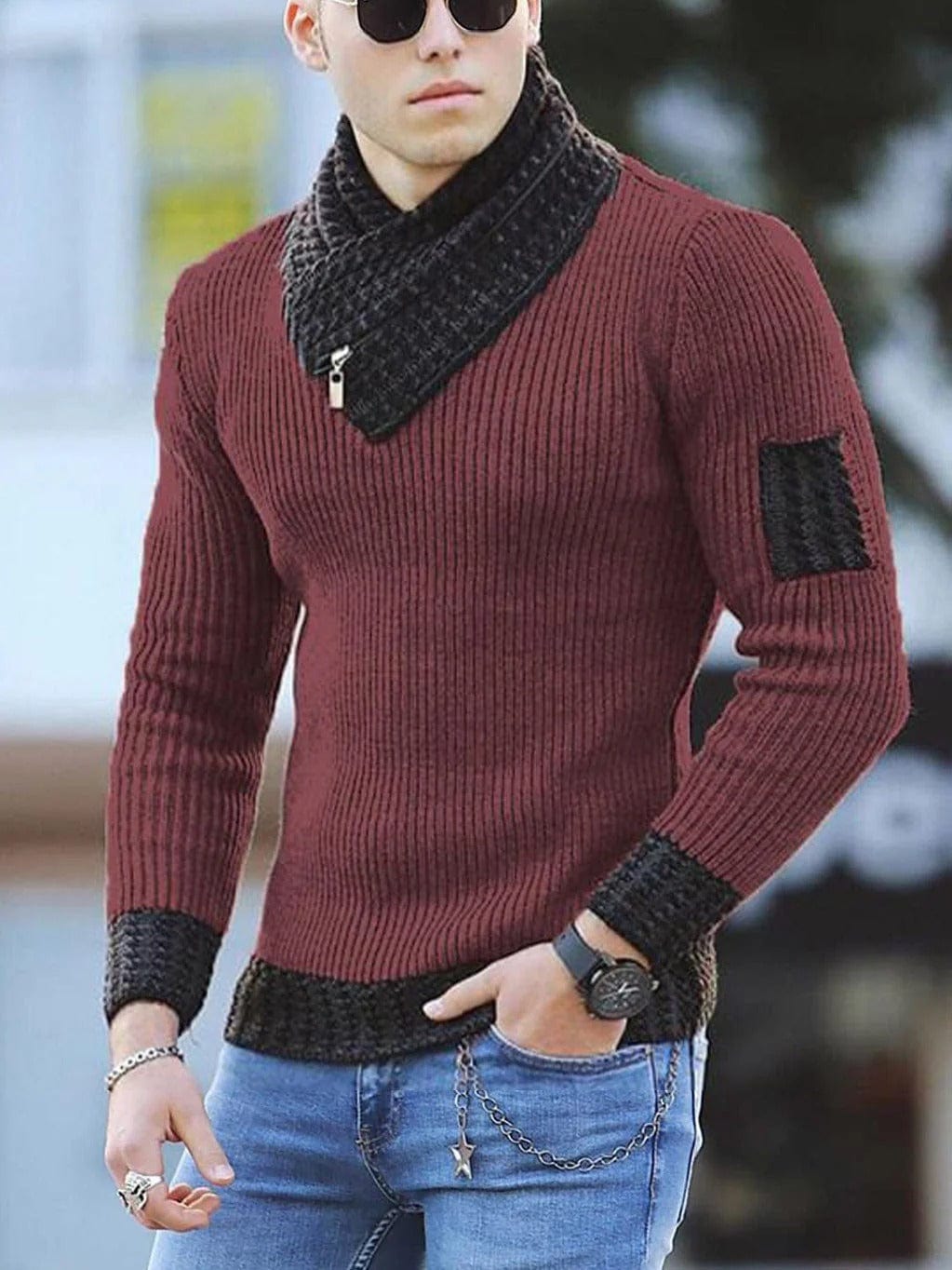 Jersey De Manga Larga De Punto Para Hombre | Corte Ajustado
