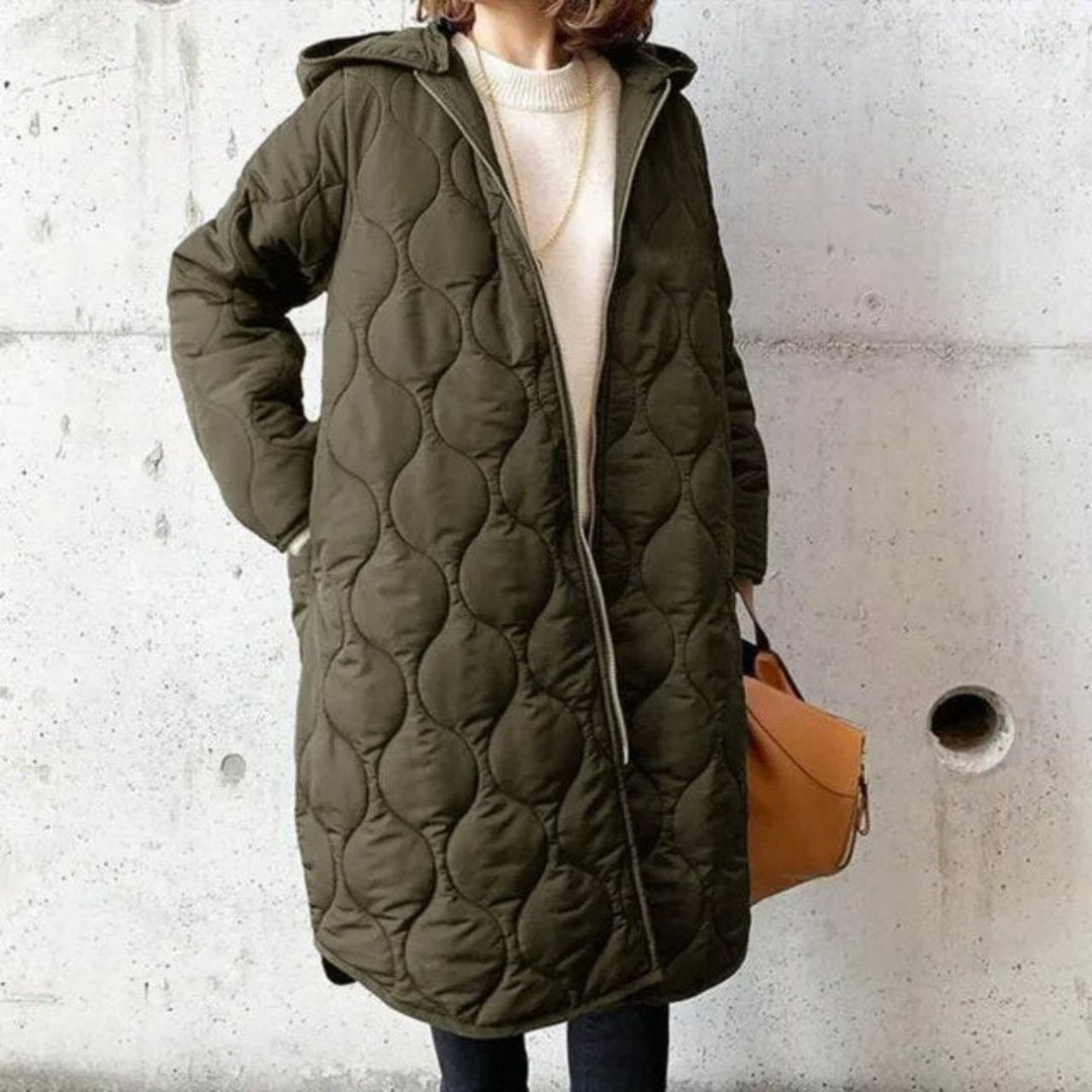 Chaqueta Acolchada Larga Para Mujer | Capucha
