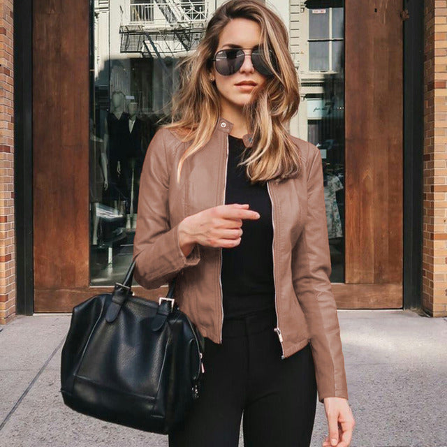 Chaqueta Moderna Informal Con Cremallera Para Mujer | Corta