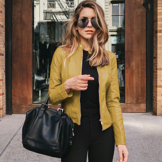 Chaqueta Moderna Informal Con Cremallera Para Mujer | Corta