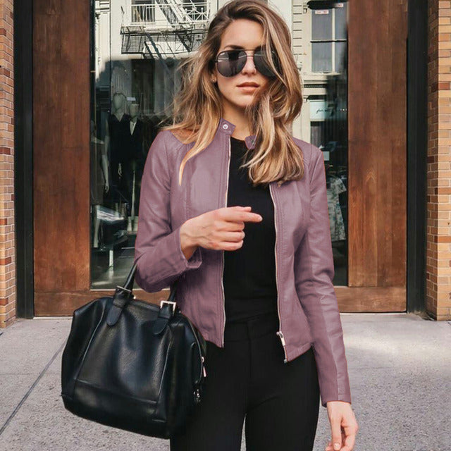 Chaqueta Moderna Informal Con Cremallera Para Mujer | Corta