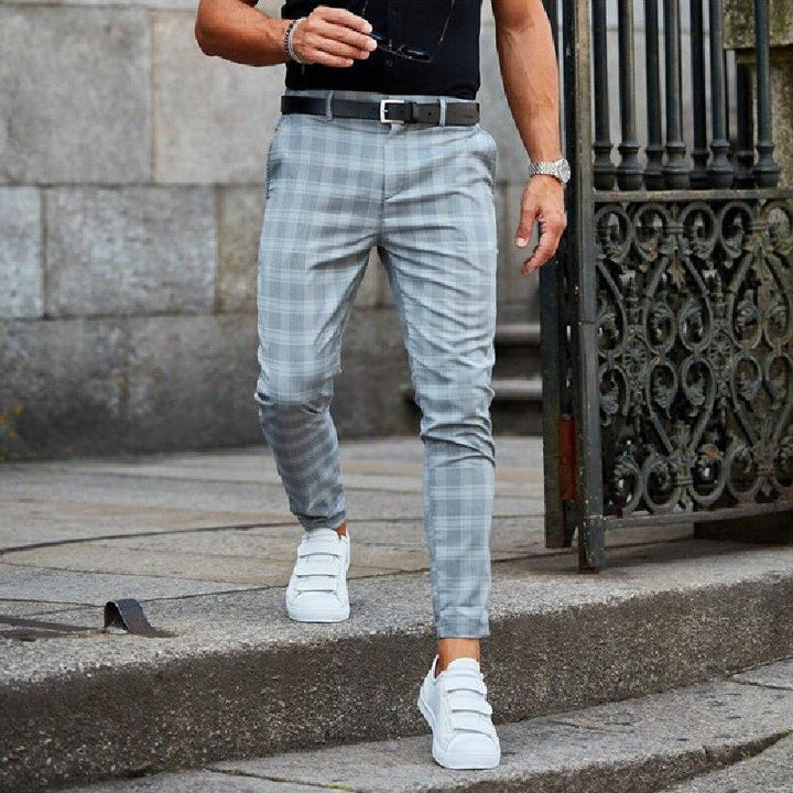Pantalones Chinos A Cuadros Para Hombre | Corte Ajustado