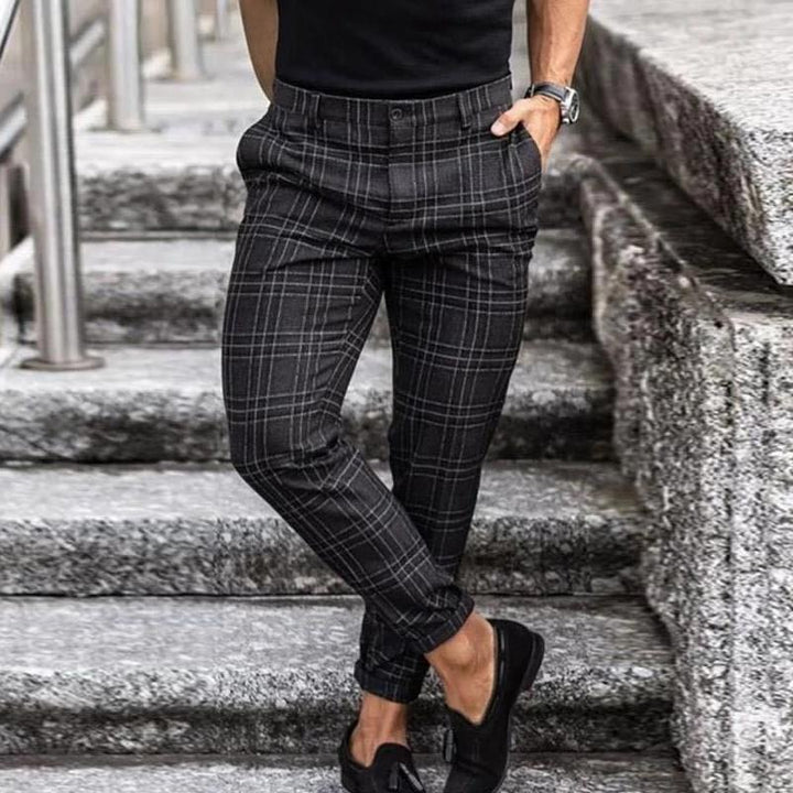 Pantalones Chinos A Cuadros Para Hombre | Corte Ajustado