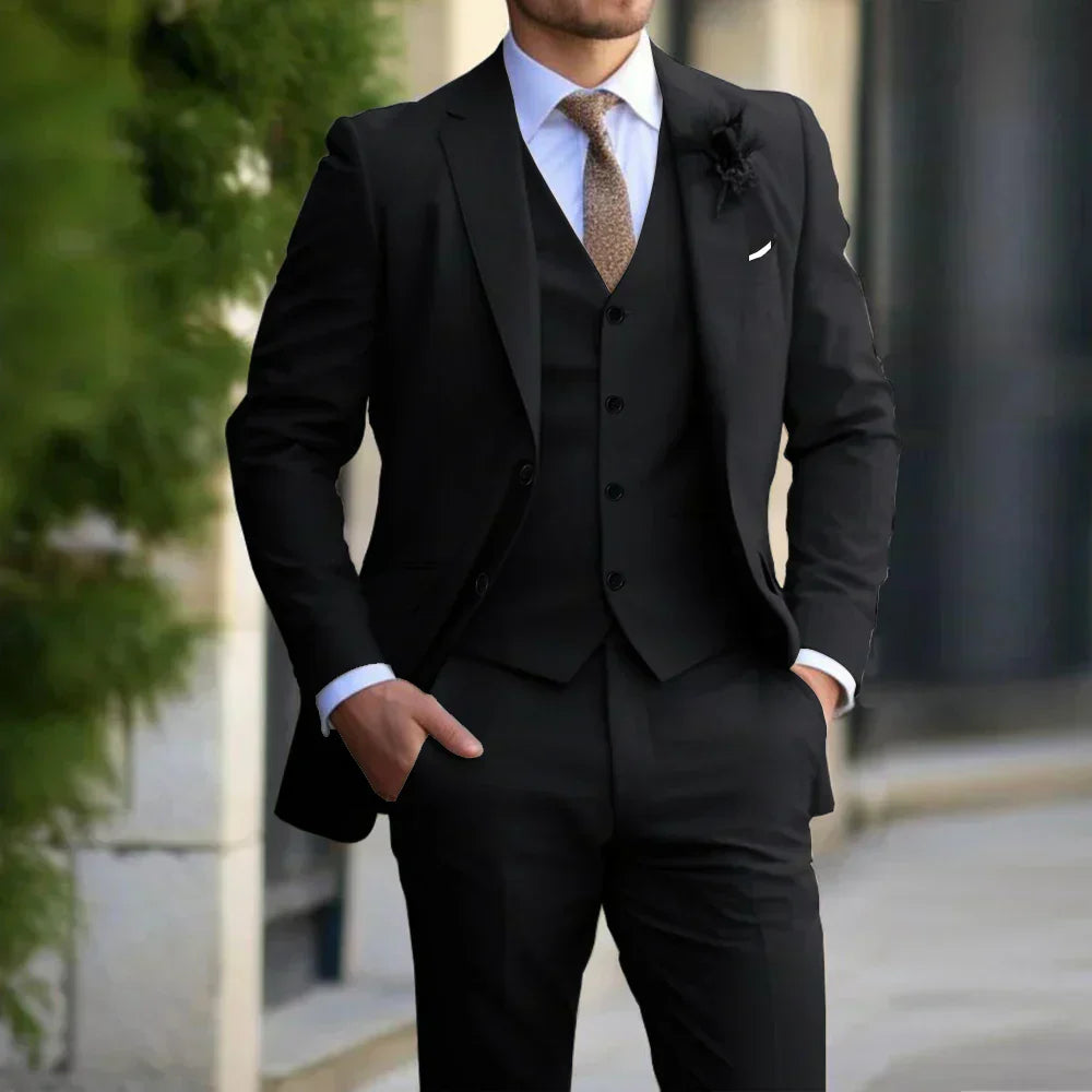 Traje De Tres Piezas Para Invitados A Bodas Para Hombre | Clásico