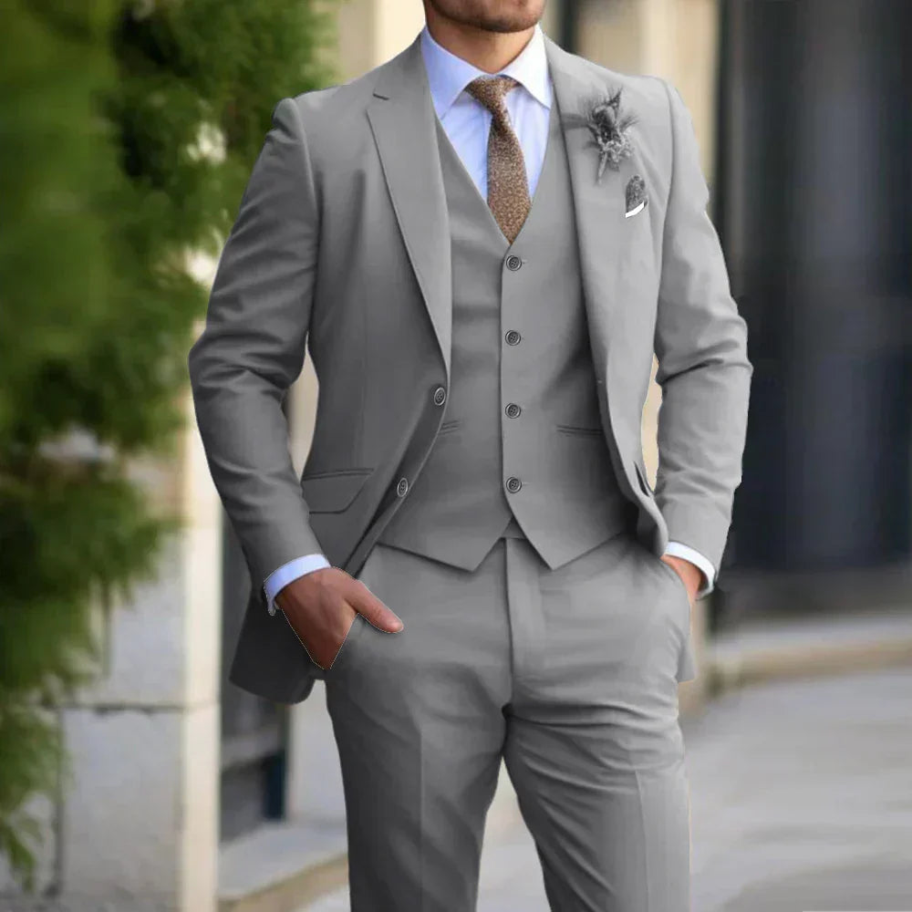 Traje De Tres Piezas Para Invitados A Bodas Para Hombre | Clásico