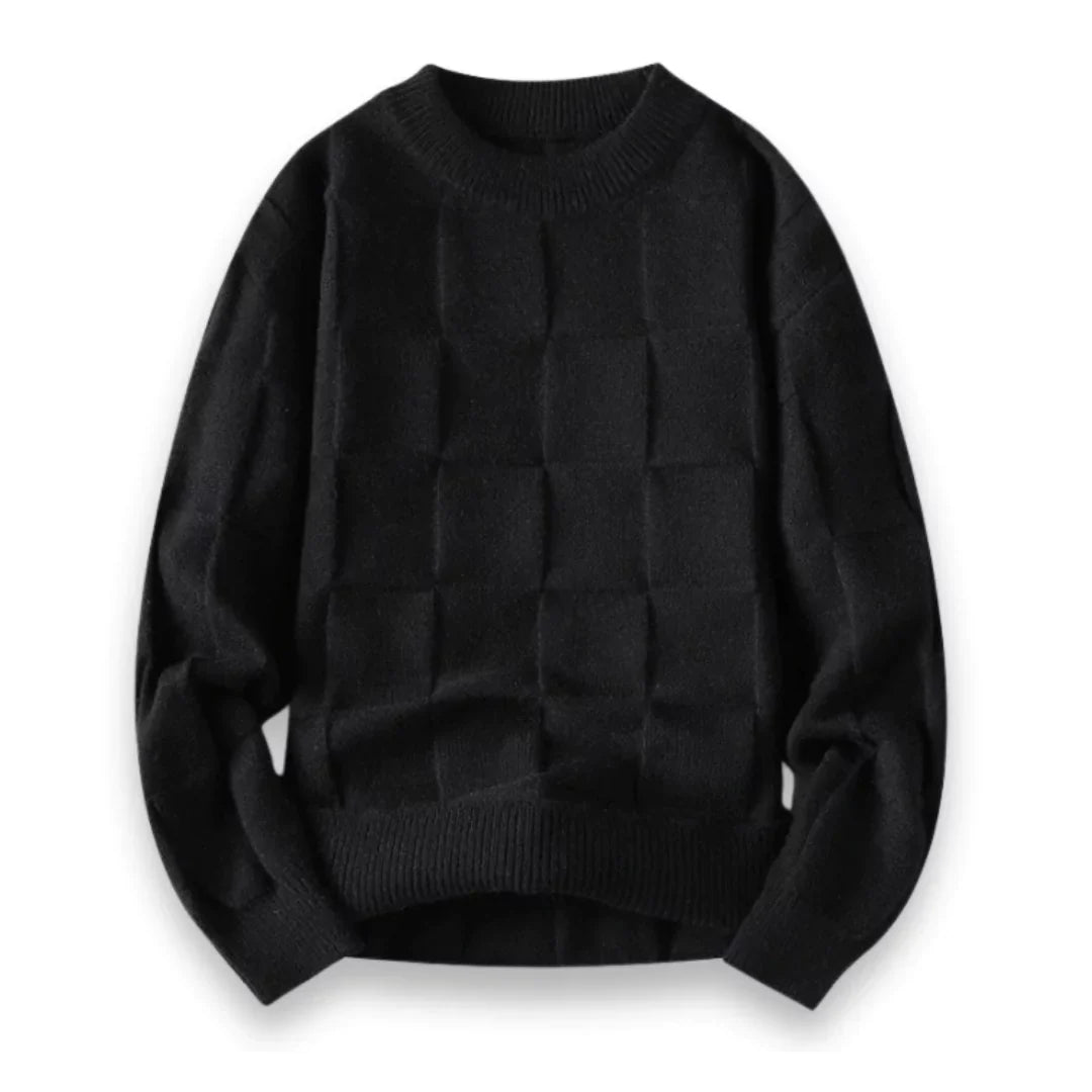 Sweter z dzianiny w kratę dla mężczyzn | Długi rękaw