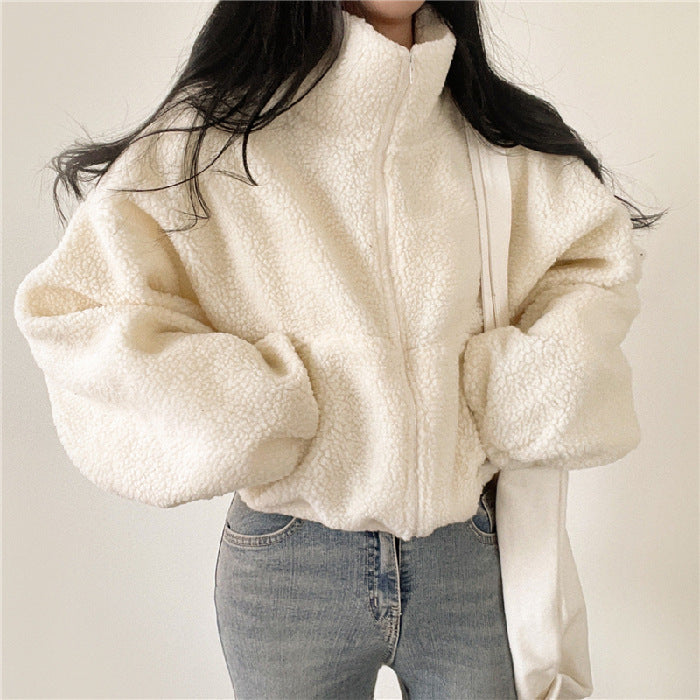 Chaqueta Cálida De Cuello Alto Para Mujer | Cremallera