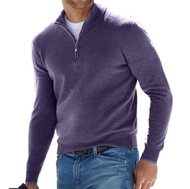 Jersey De Punto Con Media Cremallera Para Hombre | Mangas Largas