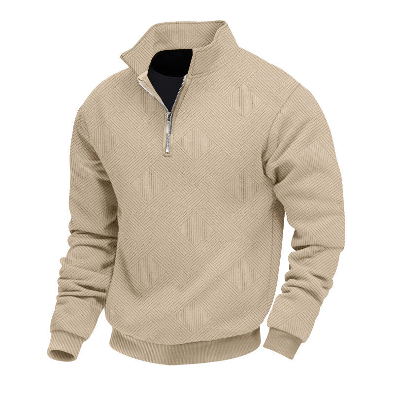 Jersey De Punto De Media Cremallera Para Hombre Con Mangas Largas | Cuello Alto