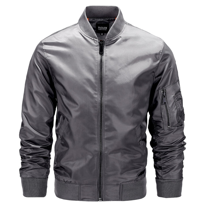 Chaqueta Bomber Informal De Invierno Para Hombre | Bolsillos Con Cremallera