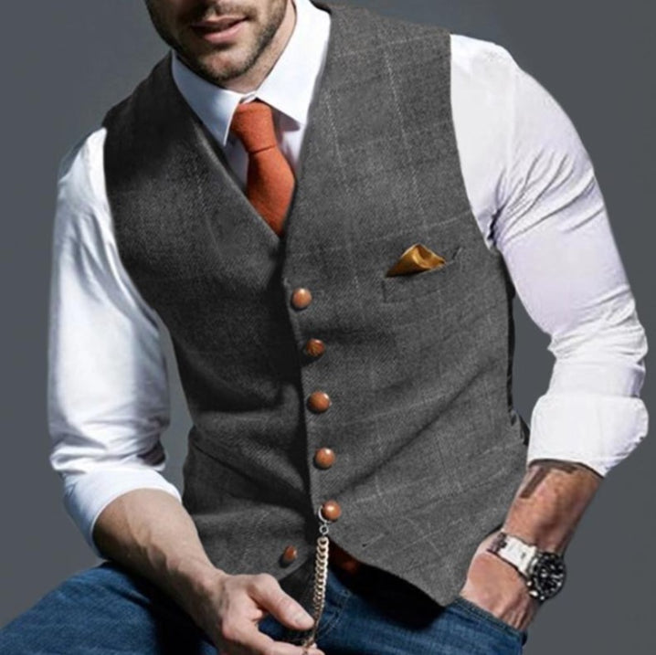 Elegante chaleco a cuadros con botones