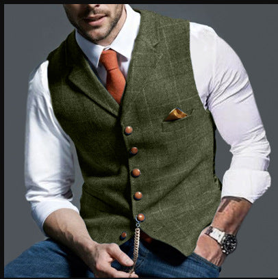 Elegante chaleco a cuadros con botones