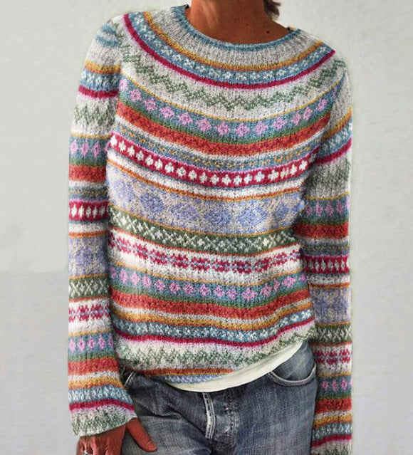 Jersey De Punto Vintage Para Mujer | Cuello Redondo