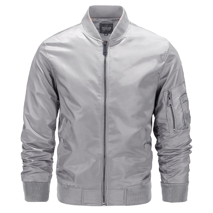 Chaqueta Bomber Informal De Invierno Para Hombre | Bolsillos Con Cremallera