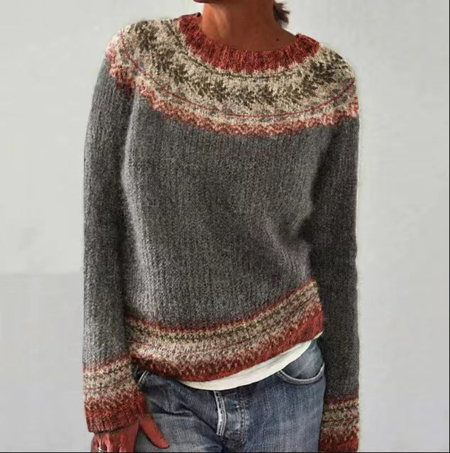 Jersey De Punto Vintage Para Mujer | Cuello Redondo